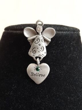 Believe Angel Heart Pewter Lapel Pin